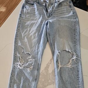 American Eagle Outfitters Light Blue Distressed Mom Jeans